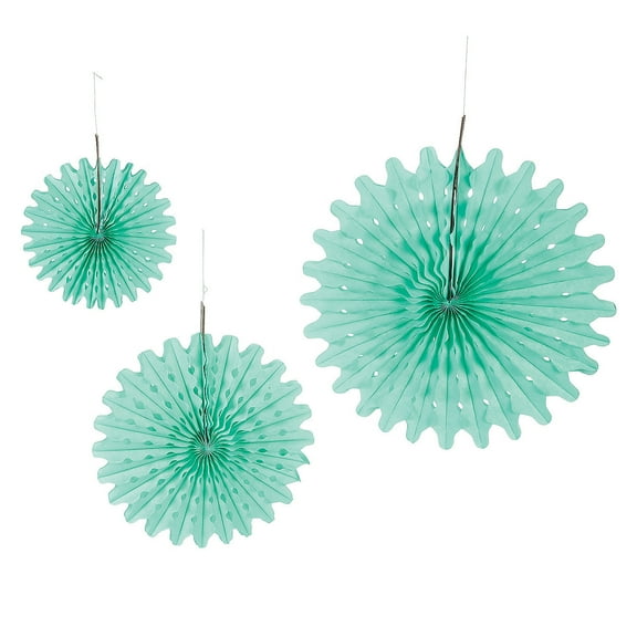 Mint Tissue Fan Assortment - Party Decor - 12 Pieces