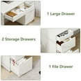 thumbnail image 3 of DreamCurship White Desk with Drawers, Modern Computer Desk with File Drawers, Home Office Study Writing Desk with Storage, White, 3 of 8