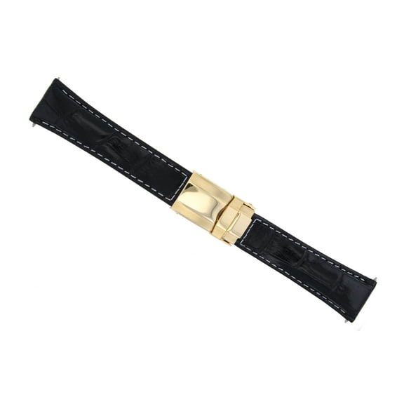 LEATHER STRAP FOR ROLEX DAYTONA 16518 16519 16520 BLACK WS REGULAR GOLD CLASP