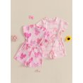 thumbnail image 3 of Toddler Baby Girls Shorts Clothing Set 6 12 18 24 Months 2T 3T Bow Print Short Sleeve Round Neck Tops Elastic Waistband Pockets Shorts Outfits, 3 of 9