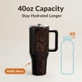 thumbnail image 4 of Tortoise Shell 40oz Traveler Handle Stainless Steel Large Capacity Thermos Cup Ergonomic Design Vacuum Insulated Leakproof Water Bottle Gifts for Women & Men., 4 of 8