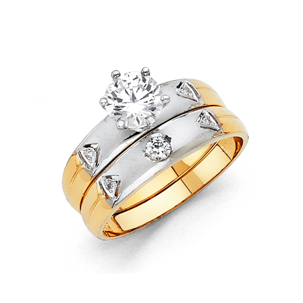 Jewels By Lux Jewels By Lux 14K White and Yellow Gold Two Tone Round