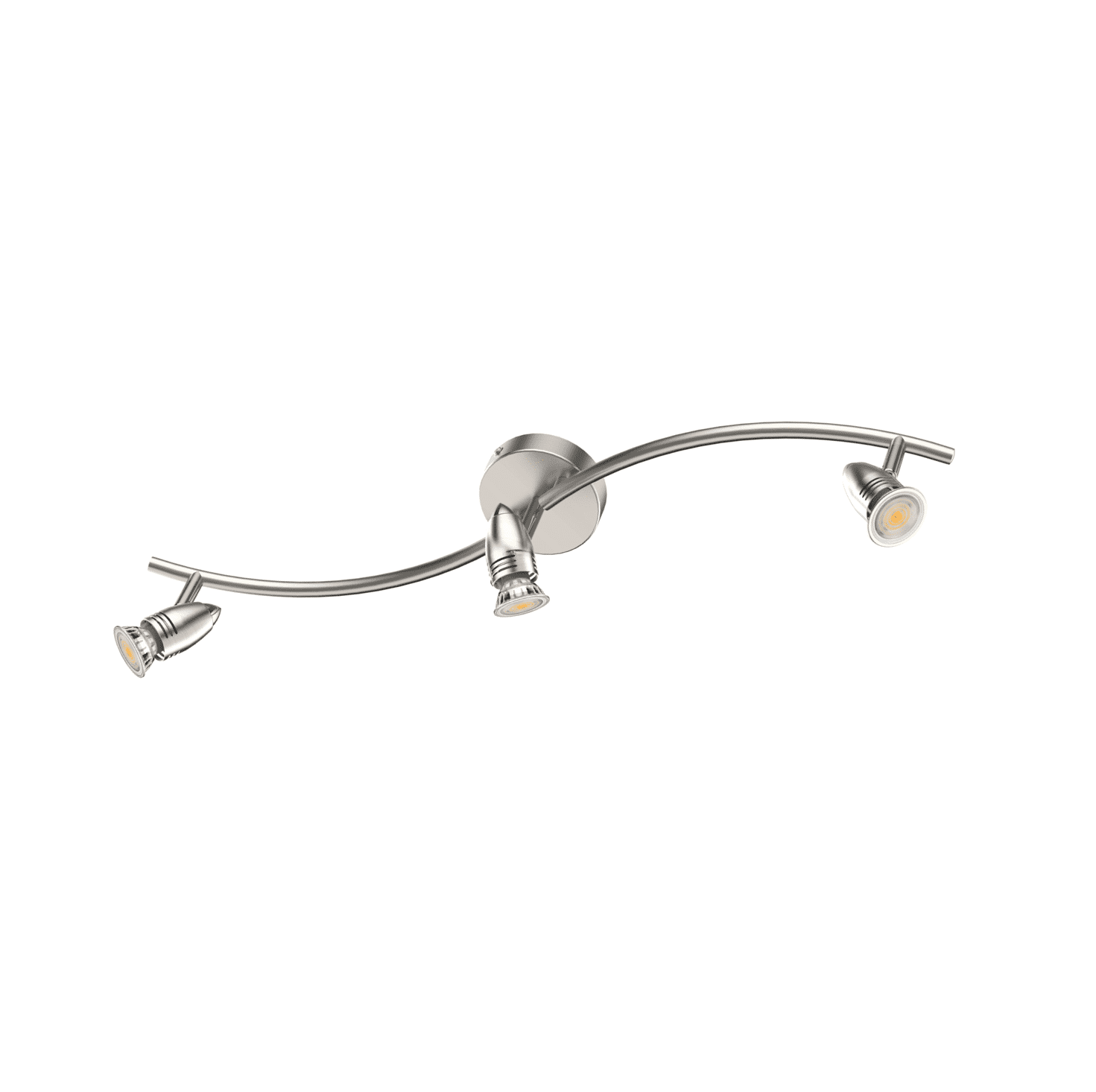 Laite Lumens track Lighting, Modern 3-Light Decorative Brushed Steel Flush Mount Ceiling Light Fixture , GU10 Pivot Heads, Adjustable Directional Ceiling Spotlight Kit for Kithchen, 28 Inch