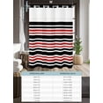 thumbnail image 6 of No Hook Cloth Fabric Shower Curtain with Snap in Liner, Black Red Striped Waterproof Shower Curtains Set with See Through Top Window, Horizontal Lines Simple Minimalist Bath Curtains Shower 48"x72", 6 of 6