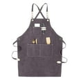 thumbnail image 3 of YAOMOBB Vintage Haircut Chef Apron Work Apron with Pocket Design Comfortable Faux Leather Shoulder Strap Good Air Permeability for Classifying Small Items, 3 of 7