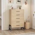 thumbnail image 3 of 5 Drawer Dresser for Bedroom, Tall Dresser Chest of Drawers, Rustic Wood Bedroom Dressers Clothes Organizer, Freestanding Wooden Closet Chest for Living Room, Bedroom, Entryway, 3 of 7