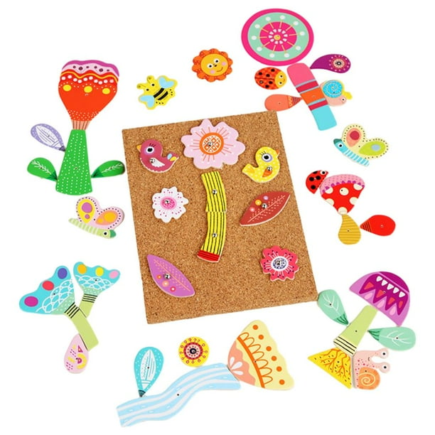 Juguete de madera para niños con chincheta de corcho, rompecabezas de cartón, juguete de aprendizaje para el cerebro Planta