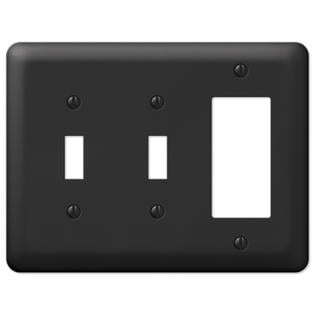 Double Gfci Solid Brass - Black Metal Double Toggle Switch GFCI Rocker Wall Plate Cover Combo
