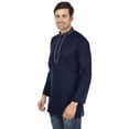 thumbnail image 2 of Kurta Courte en Coton pour Hommes Brodée Mode Indienne (Bleu Marine, G), 2 of 5