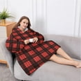 thumbnail image 5 of Oversized Wearable Blanket Hoodie,Red and Black Christmas Plaid Pattern Sherpa Blanket Hoodie with Super Pockets,Super Warm Fuzzy Pullover for Women & Men, 5 of 6
