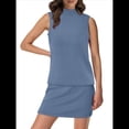 thumbnail image 2 of Conjuntos de Falda de 2 Piezas para Mujer, Conjuntos de Verano para Vacaciones en la Playa, Blusas de Cuello Alto, Falda de Tenis, Conjuntos de Estar por Casa. Gris Azul XXL, 2 of 9