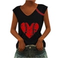 thumbnail image 2 of Qiopertar T-Shirt Sans Manches à Col en V Imprimé Mode Décontractée pour Femmes Pull Tops Deals of the Week Liquidation à Moins de 5$ jusqu'à 90% de Réduction, 2 of 5