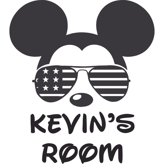 Sunglasses Cartoon Character Vinyl Customized Name Decal - Custom Vinyl Wall Art - Personalized Name - Baby Girls Boys Kids Bedroom Decal Room Stickers Decoration Size (20x18 inch)