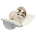 thumbnail image 2 of PawHut Wood Wall-Mounted Cat Shelves, Curved Kitten Bed Cat Perch Climber with Fleece Top, 16.25" x 11" x 8.25", White, 2 of 9