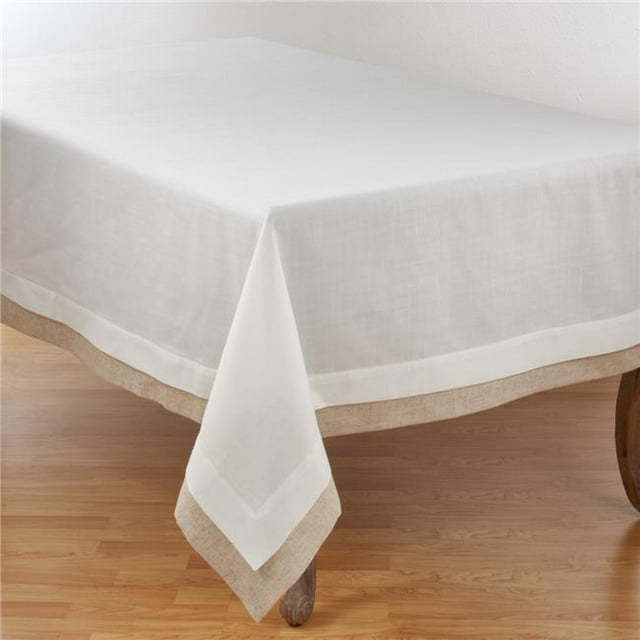 SARO 1982.I67104B 67 x 104 in. Rectangular Layered Design Tablecloth - Ivory