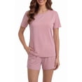 thumbnail image 2 of LUBOT 2026 Bamboo Viscose+Cotton Pajamas for Women Soft PJ Set 2 Piece Cooling Short Sleeve Summer Nightwear Sleepwear Pink 2XL, 2 of 7