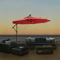 thumbnail image 1 of CITYLE Solar LED Lighted Patio Umbrella with 8 Ribs/Tilt Adjustment and Crank Lift System 32 Solar LED Lights, Offset Hanging Market Umbrella for Backyard, Poolside, Lawn and Garden, UPF 50+, Red, 1 of 7