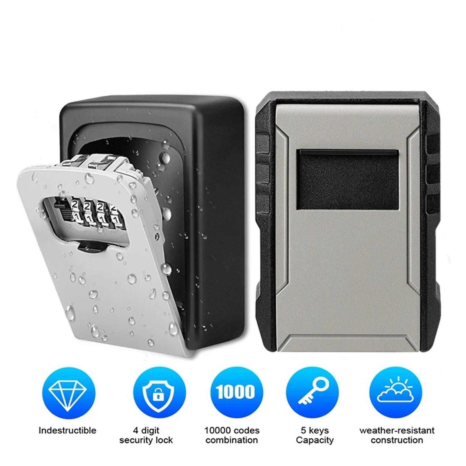 Key Lock Box Waterproof Key Code Box Aluminum Password Security Key Box Wall Mounted Password Box Key Safe Lock Box ,Fireproof Resistant Insulation