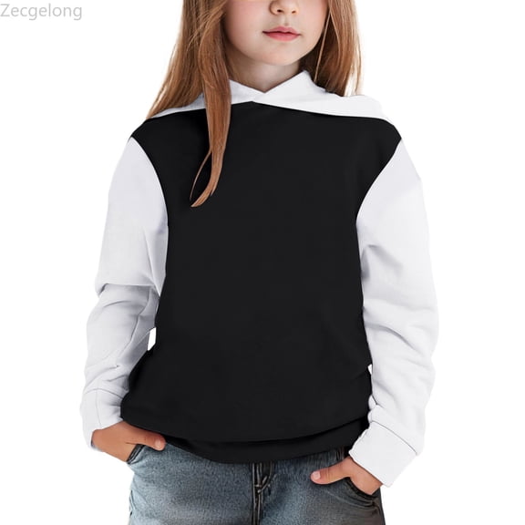 Zecgelong Kids Boys Girls Hooded Jacket Patchwork Hoodie Sweatshirt Toddler Child Pullover Black,Size 2-3 Years