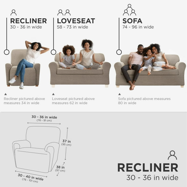 Zenna Home eco smart 4 Piece Recycled Cotton Recliner Slipcover Brown Heather