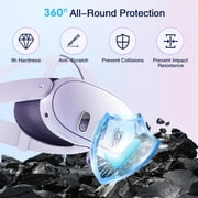 2 Pack Upgraded Lens Protector for Meta Quest 3, High Definition Camera Lens Protector for Oculus 3, Alloy Frame, Thin 9H Tempered Glass for VR Accessories
