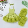 thumbnail image 4 of IWEMEK Girl Outfit Stylish Chic Elf Baby Costume Hanging Neck Strap Dress with Furry Hem Gloves Heart Bodysuit 6M-6T, 4 of 7