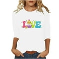 thumbnail image 2 of Xihbxyly Hauts Décontractés pour Femmes T-shirt Imprimé Col Rond de Pâques Manches 3/4 Col Rond Chandail Tendance à Petit Prix, 2 of 5