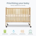 thumbnail image 3 of Dream On Me Folding Full Size Convenience Crib in Natural, Comes With Heavy Duty Locking Wheels, 3 of 9
