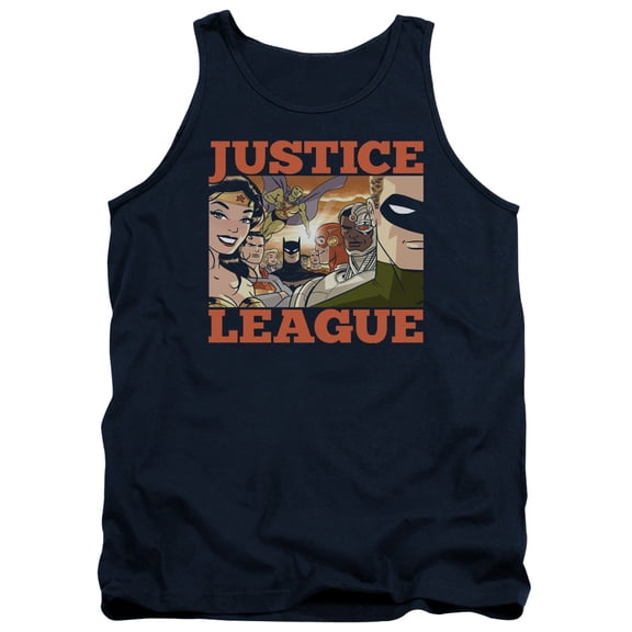 JLA Justice League New Dawn Group Adult Tank Top Navy