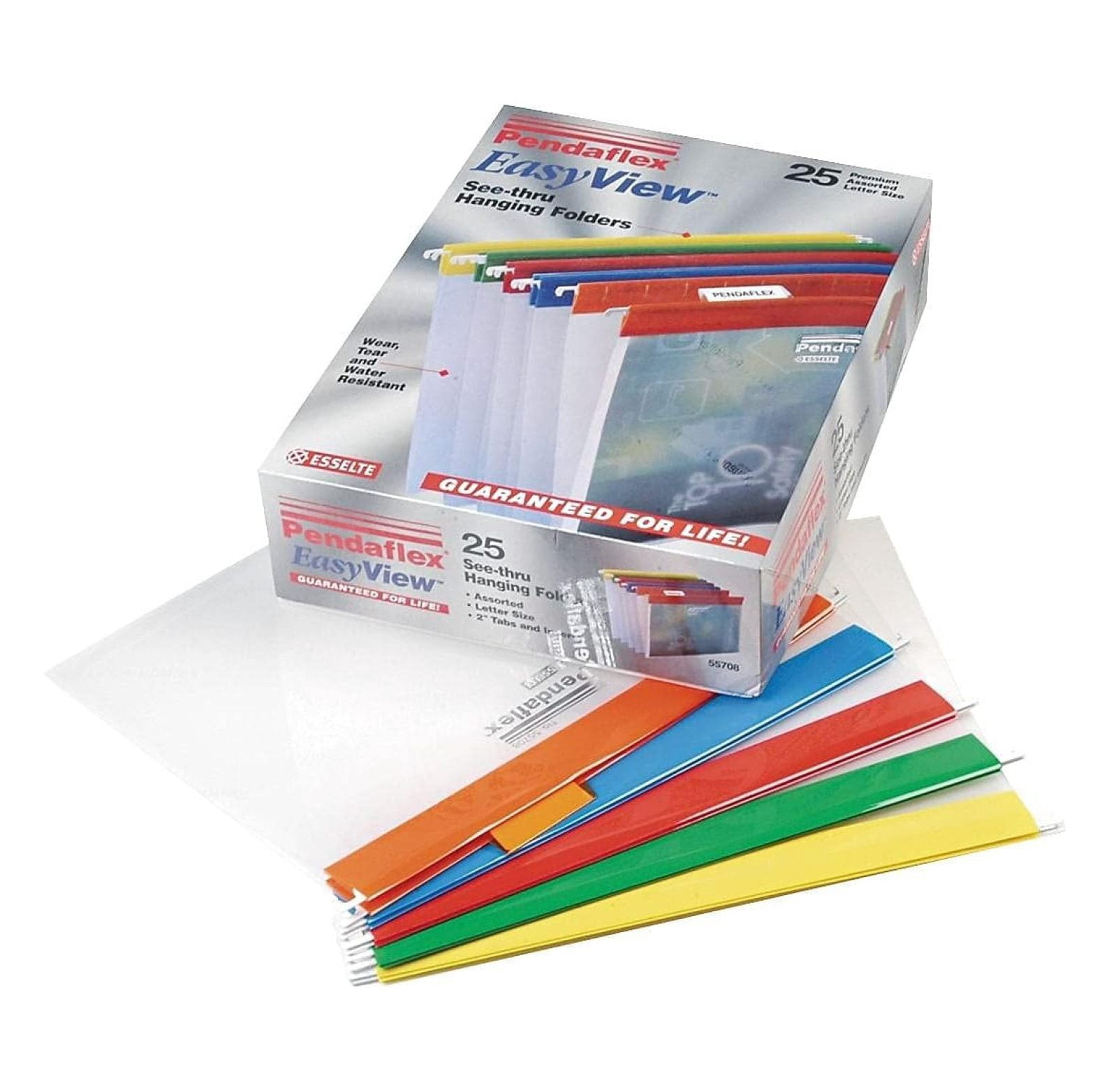 55708 Hanging File Folders, 1/5 Tab, Letter, Assorted Colors (Box of 25) 8-1/2 x 11