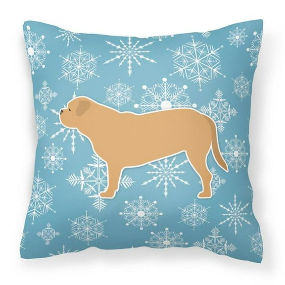 Caroline's Treasures BB3570PW1818 Winter Snowflake Dogue de Bordeaux Fabric Decorative Pillow , 18H x18W, multicolor