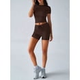 thumbnail image 4 of Womens Two Piece Lounge Sets Casual Summer Outfits 2 Piece Short Matching Clothing Set Brown S, 4 of 8