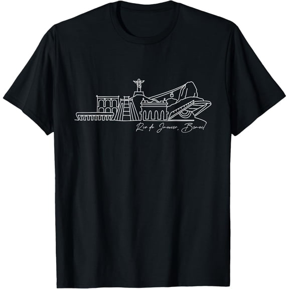 Signature Rio de Janeiro City Skyline - Brazil Souvenir T-Shirt men and women can wear, black, white, gifts