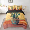 thumbnail image 3 of Homewish Tropical Desert Cactus 7-Piece Twin Bedding Sets,Boho Bohemian Style Bedding Comforter Set,Green Orange Sheet Sets For Boys Girls,Ultra Soft Home Decor Reversible, 3 of 9