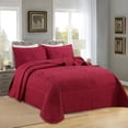 thumbnail image 2 of 3-Piece Queen Size Embroidery Quilt Set – Lightweight Burgundy/Red Bedspread Set for Cozy Comfort 563/520, 2 of 6