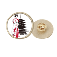 thumbnail image 1 of Japan japanese estilo Kimono chica Broche de oro metálico circular, 1 of 3