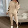 thumbnail image 2 of Kaemgyyd Women 2 Piece Lounge Sets Fall Outfits Plus Size Sweatsuits Loose Crew Neck Sweater Pullover Drawstring Leggings Knitwear Set, 2 of 6