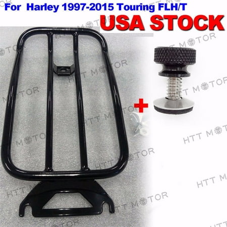 HTTMT- Black Solo seat Luggage Rack+CNC Bolt For Harley 97-15 Touring