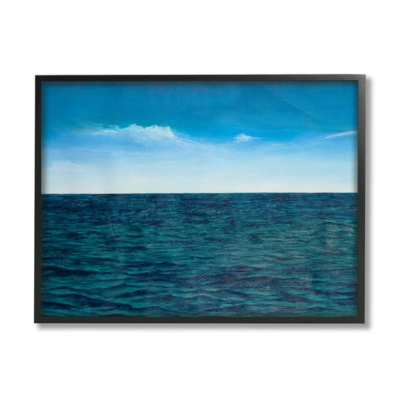 Deep Ocean Blue Water Waves Coastal Graphic Art Black Framed Art Print Wall Art