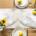 thumbnail image 4 of Burlap Table Runner 90 Inches Long, Modern Marble Texture Non-Slip Kitchen Table Runners for Dining Room Everyday Use Party Table Decorations Abstract Golden Circle, 4 of 9