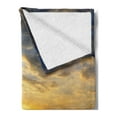 thumbnail image 2 of Flower Soft Flannel Fleece Blanket, Poppy Field Sunset Sky Evening View Golden Yellow Sun Rays Dark Clouds Graphic Art, Cozy Plush for Indoor and Outdoor Use, 70" x 90", Multicolor, by Ambesonne, 2 of 5
