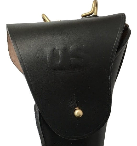 WWII Leather Utility Colt .45 M1911 Hip Holster Embossed US - Reproduction (BLACK)