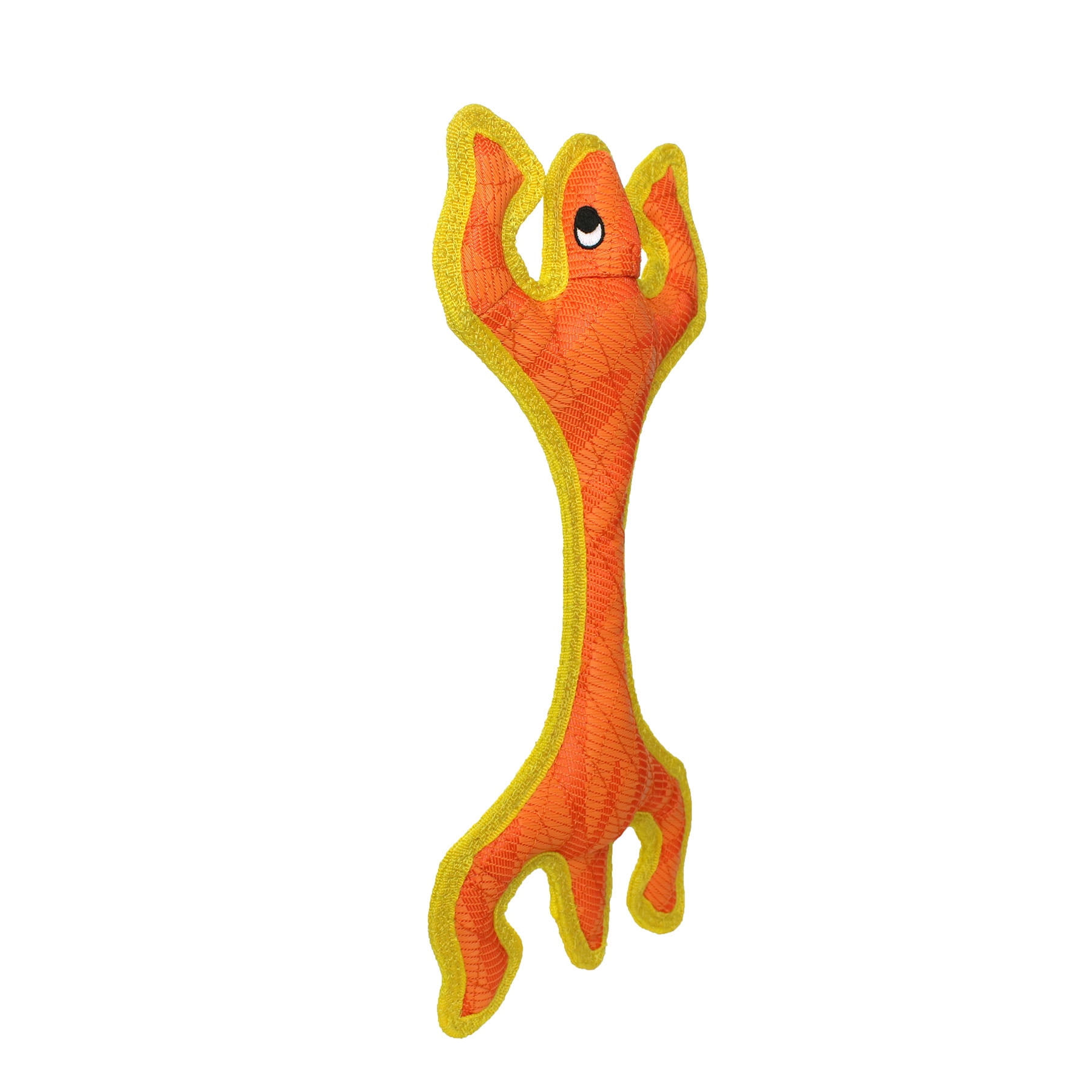 DuraForce Lizard Tiger Orange-Yellow, 2-Pack, Durable Woven Mesh Fiber Squeaky Dog Toy