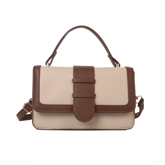 Bolso de mano de piel sintética para mujer, bandolera de piel, bolso de hombro de moda para mujer, marrón