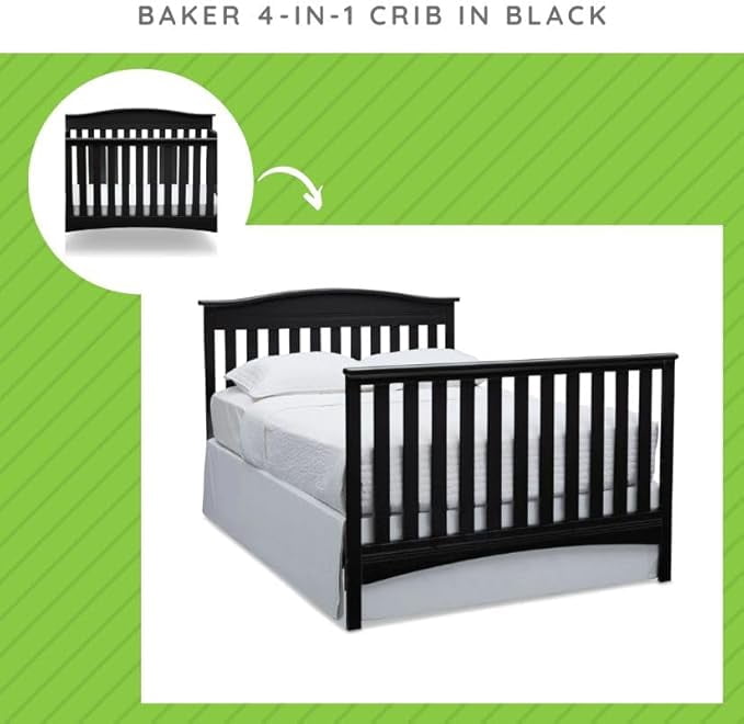 Full-Size Conversion Kit Bed Rails for Baker & Bakerton Crib by Delta Children - #0050 (Black - 001