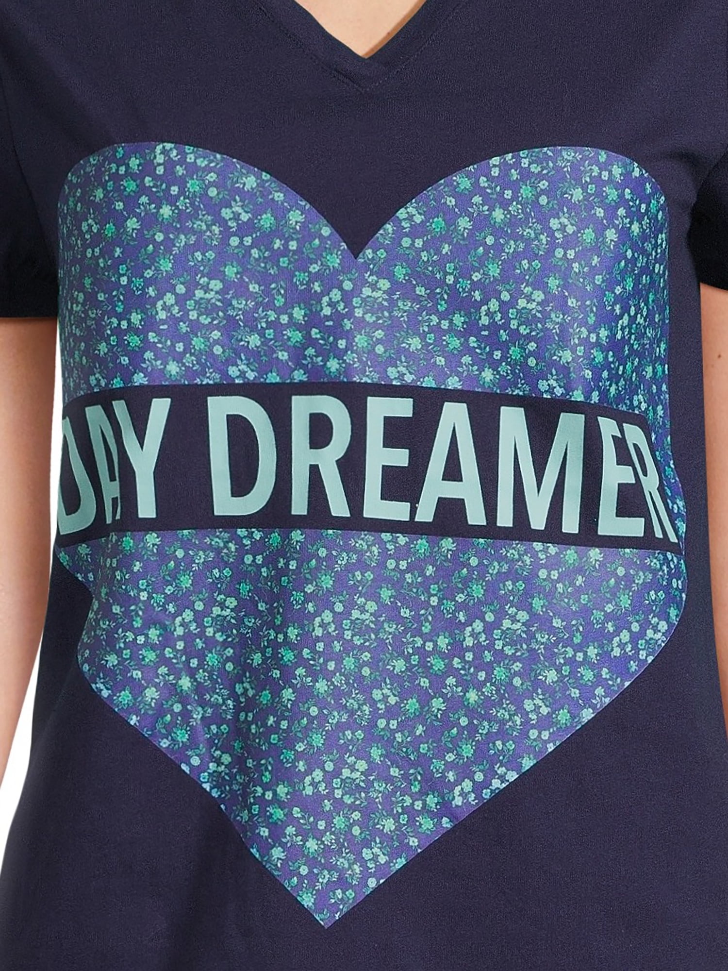 RealSize Women's V-Neck Graphic Tee with Short Sleeves, Sizes XS-3XL