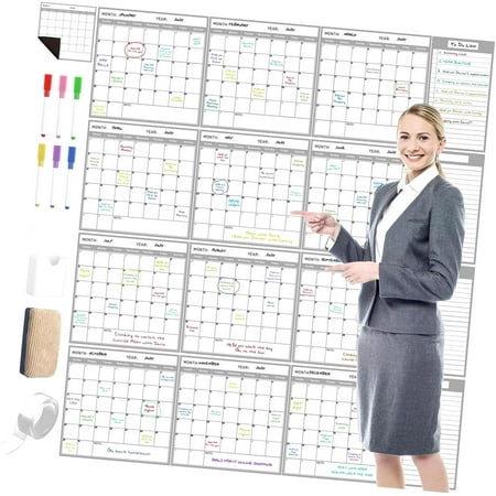 FREEAMG Magnetic Wall Calendar 45x49 Inches Jumbo Blank Undated Annual Calendar Whiteboard Laminated Planner Large Office 12 Month Calendar