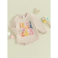 thumbnail image 3 of Bslissey Baby Girls Casual Sweatshirt Romper Long Sleeve Letter Print Jumpsuit Newborn Infant Crew Neck Bodysuit Cute Daily Clothes 3M 6M 12M 18M, 3 of 9