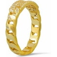 thumbnail image 2 of 14k Gold Over Silver Cubic Zirconia CZ Curb Link ID Ring, 2 of 7