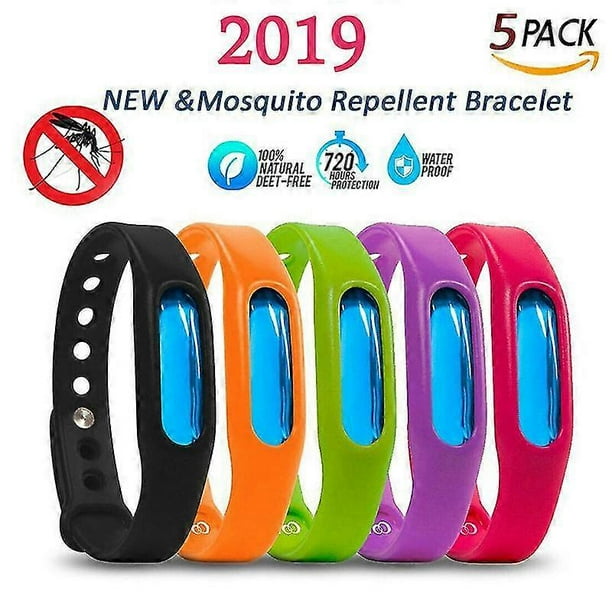 5pcs Anti Mosquito Insect & Bug Repellent Bracelet Bands Silicone Wristband